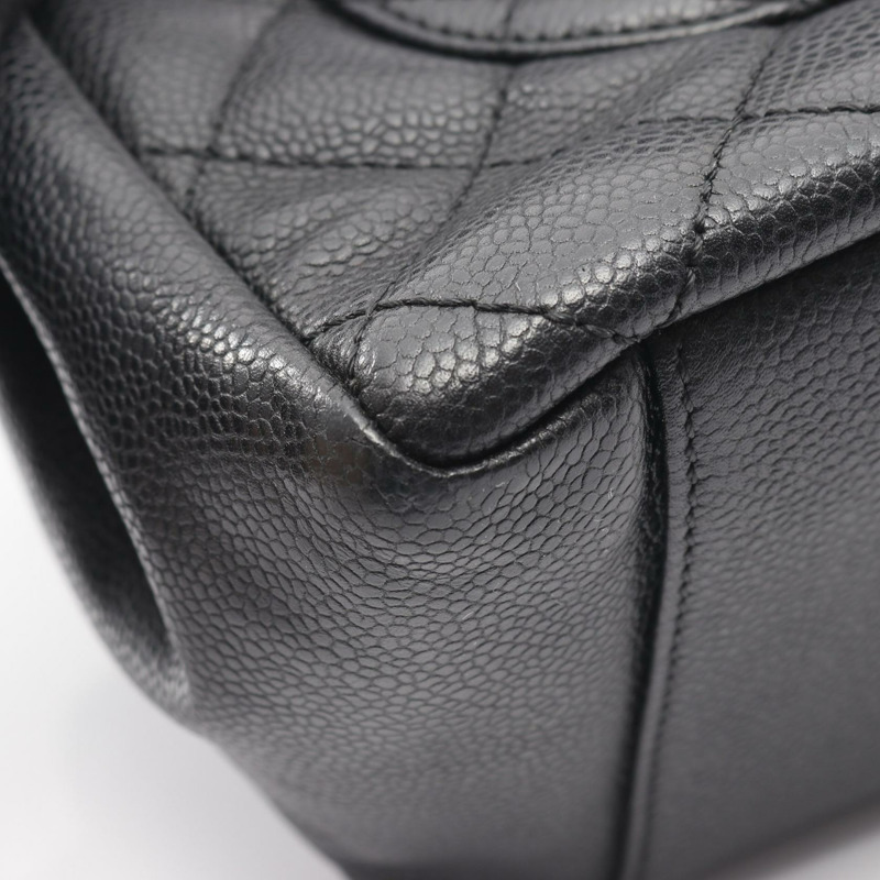 香奈兒 (CHANEL) Matelasse Grand Shopping GST 鏈條手提包，黑色皮革，二手女士 CC-8