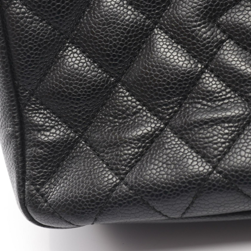 香奈兒 (CHANEL) Matelasse Grand Shopping GST 鏈條手提包，黑色皮革，二手女士 CC-12