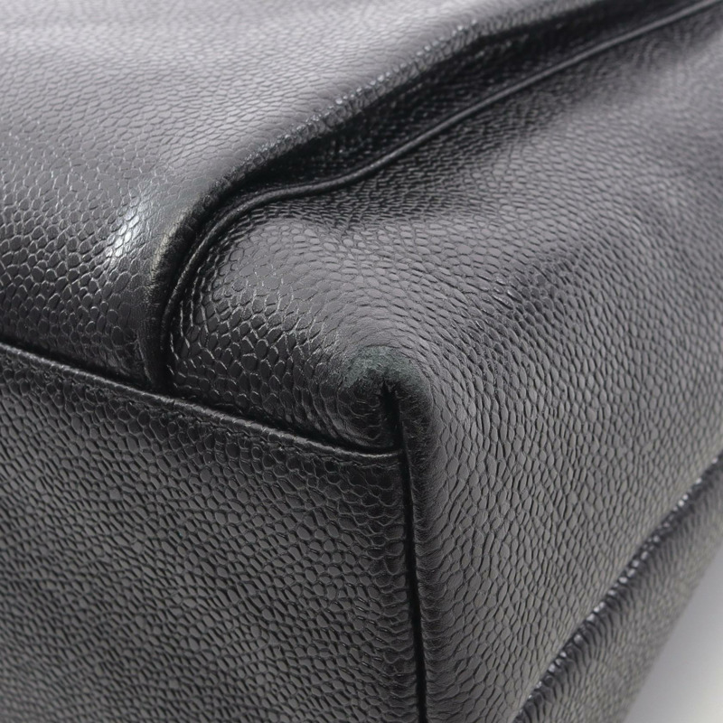 香奈兒 COCO 標誌單背包，黑色粒面小牛皮，二手，女士，金色五金 CC-6