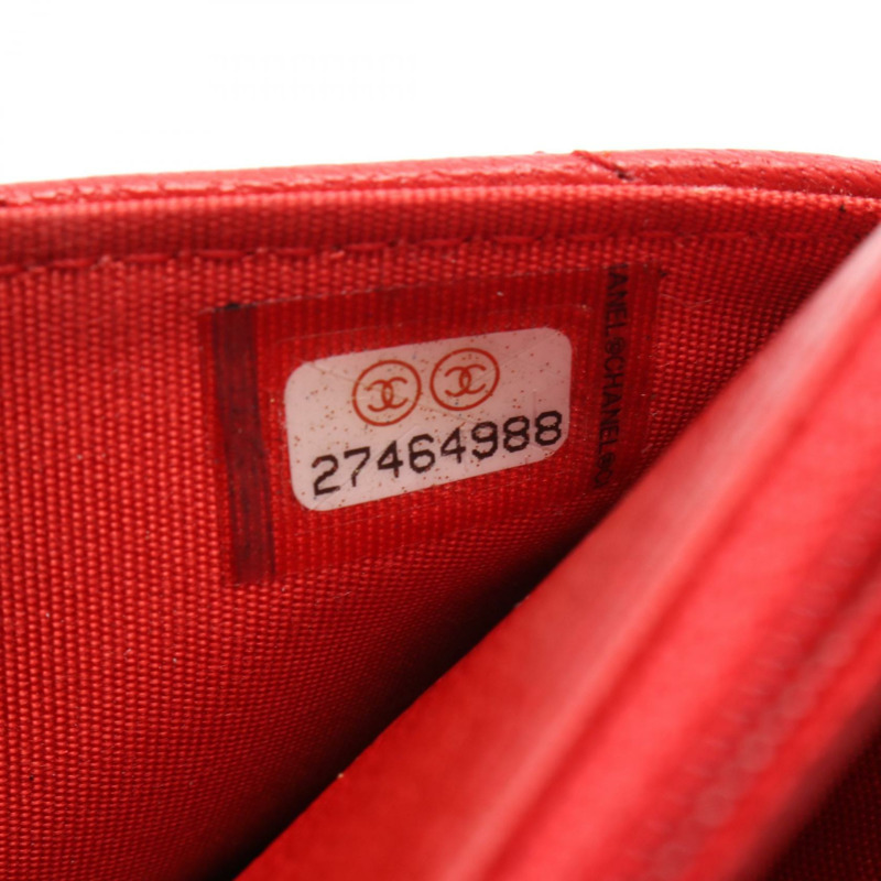 香奈兒 (CHANEL) 人字紋 V 字縫線鏈條單肩背包 AP0250 紅色皮革 二手 女士 GHW CC-4
