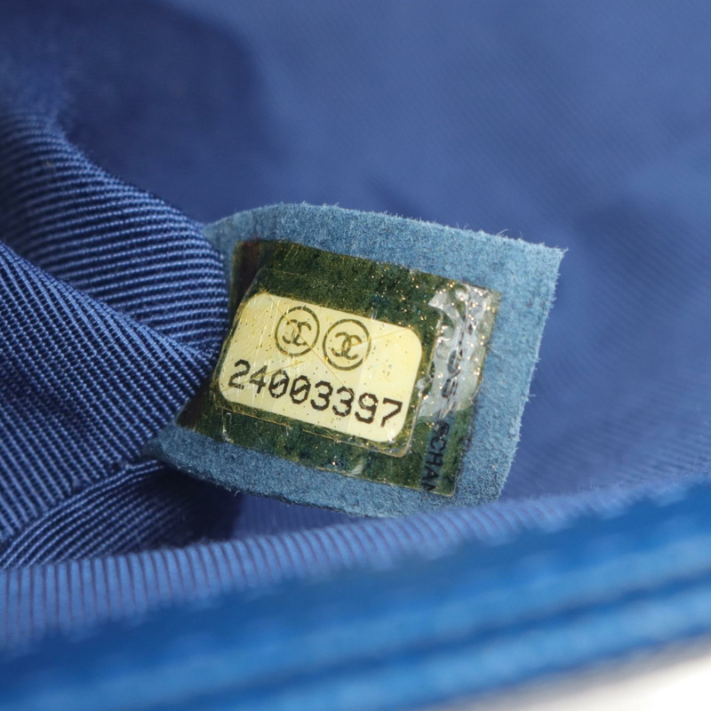 香奈兒 Boy Chanel 鏈條肩背包，粒面小牛皮，藍色，二手，女士 CC-4