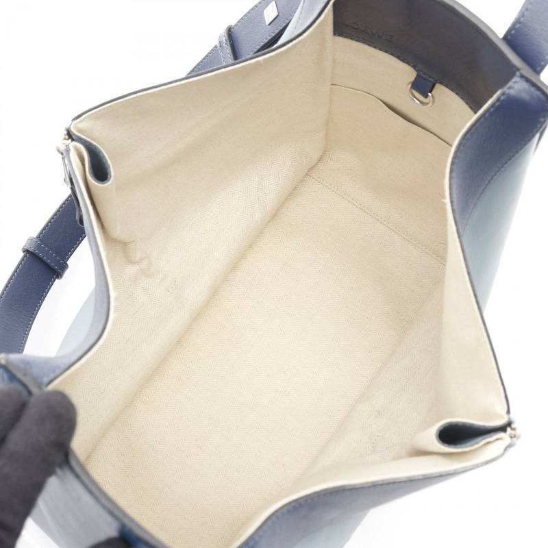 LOEWE HAMMOCK 中型三色肩背包，皮革材質，藍色，二手女款-2