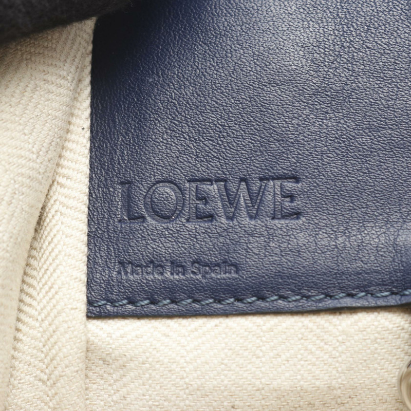LOEWE HAMMOCK 中型三色肩背包，皮革材質，藍色，二手女款-3