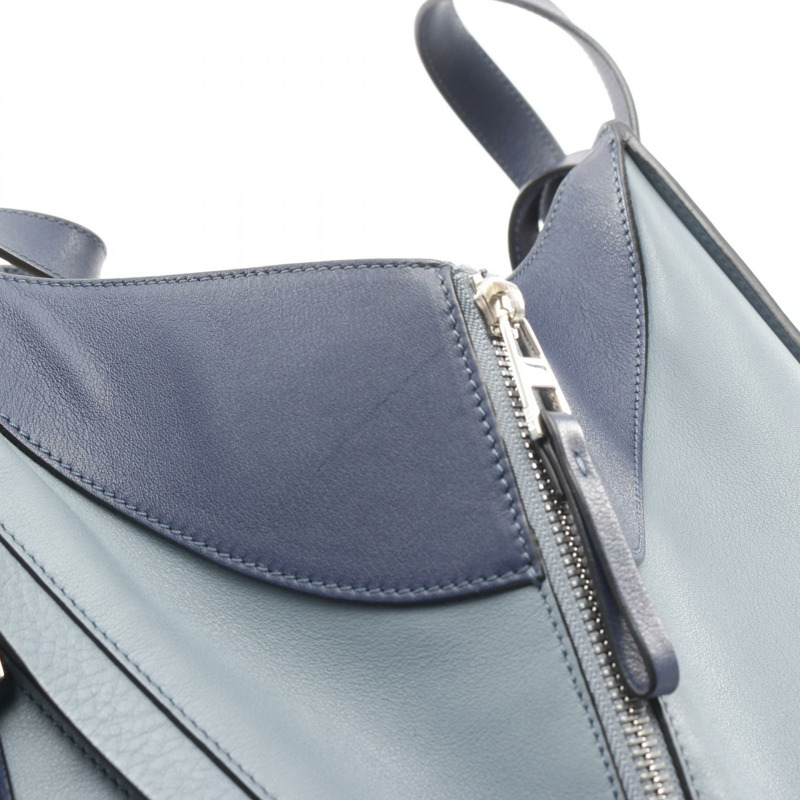 LOEWE HAMMOCK 中型三色肩背包，皮革材質，藍色，二手女款-7