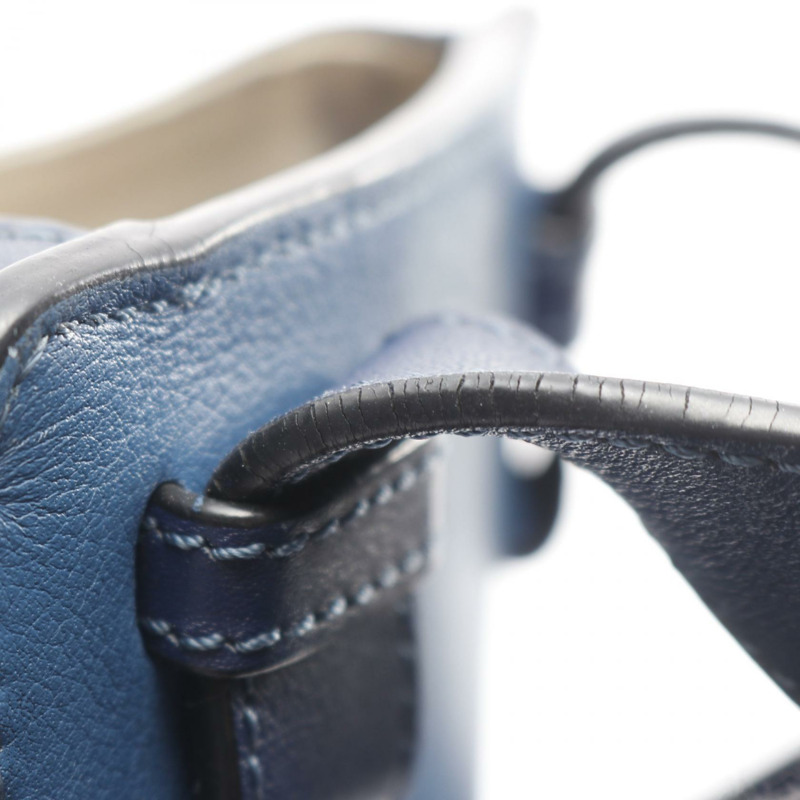 LOEWE HAMMOCK 中型三色肩背包，皮革材質，藍色，二手女款-10