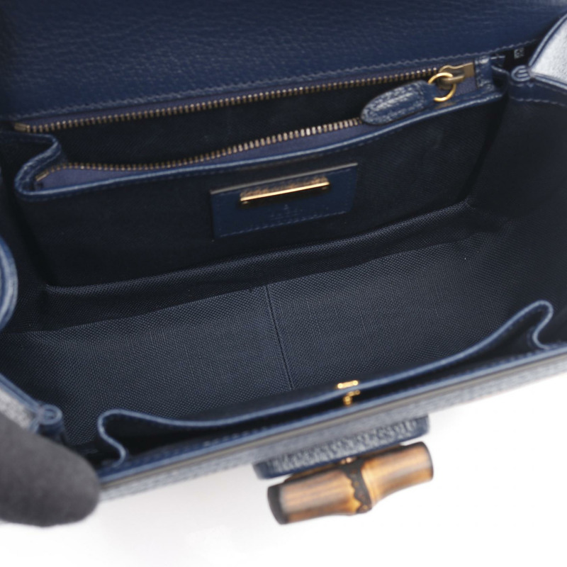GUCCI Bamboo 1947 GG logo 兩用肩包 678489 帆布 橘色 海軍藍 二手-2