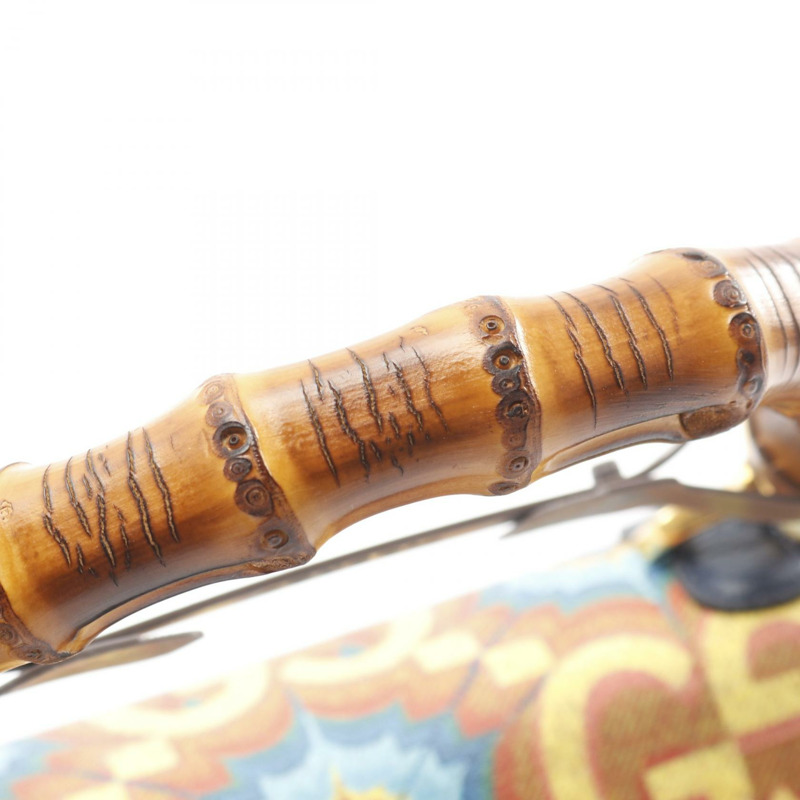 GUCCI Bamboo 1947 GG logo 兩用肩包 678489 帆布 橘色 海軍藍 二手-6