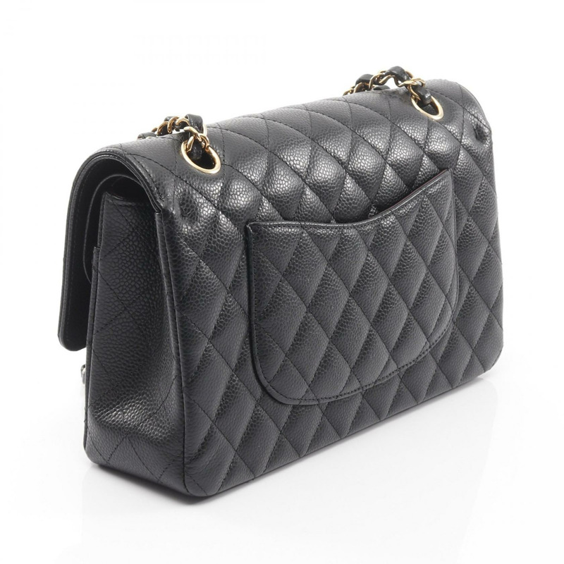 香奈兒 (CHANEL) Matelasse 雙蓋鏈條肩背包 A01112 黑色皮革 GHW 二手 CC-1