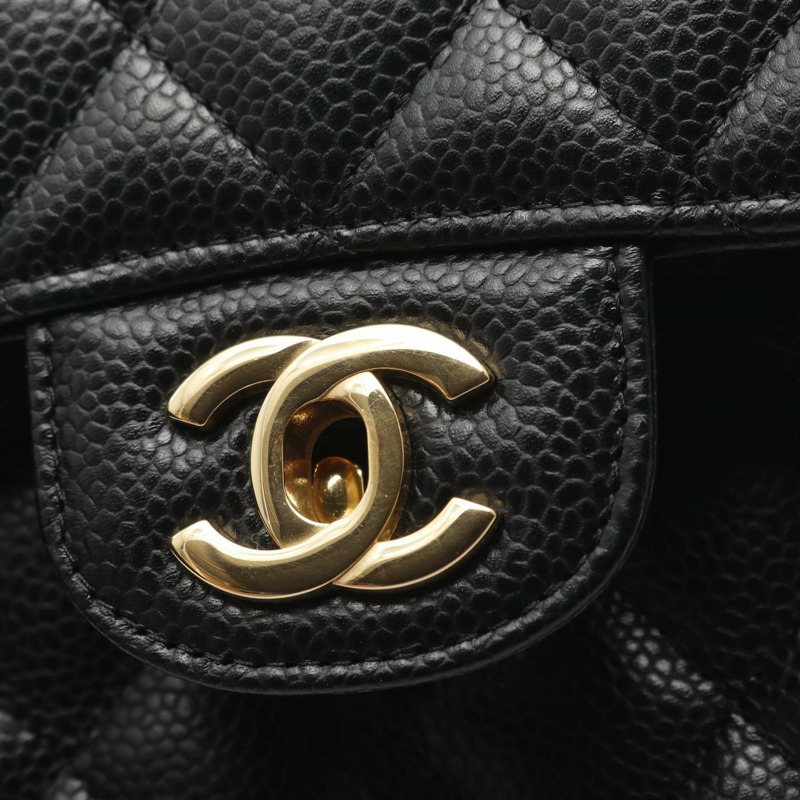 香奈兒 (CHANEL) Matelasse 雙蓋鏈條肩背包 A01112 黑色皮革 GHW 二手 CC-6