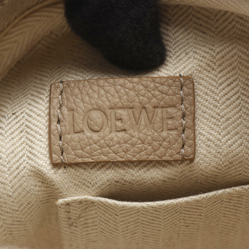 LOEWE 軍裝斜背包 XS 肩背包 B553A72X22 皮革 米色 二手-3