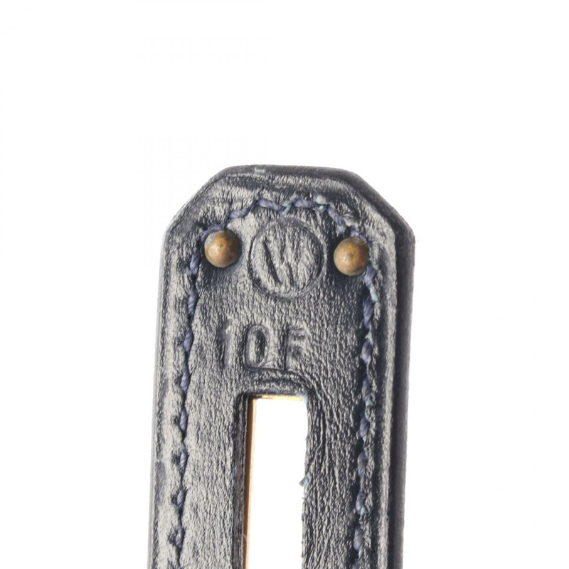 愛馬仕 Kelly 28 單肩手提包，Box 小牛皮，靛藍/海軍藍，二手，金色五金。-4