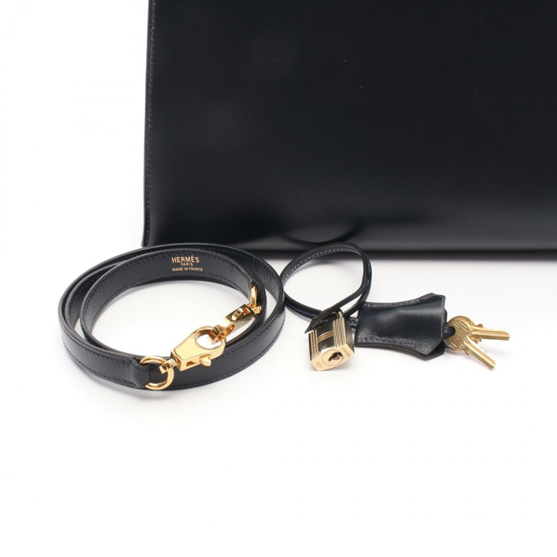 愛馬仕 Kelly 28 單肩手提包，Box 小牛皮，靛藍/海軍藍，二手，金色五金。-5