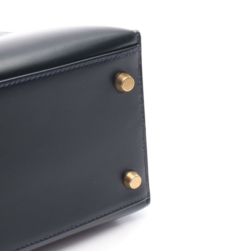 愛馬仕 Kelly 28 單肩手提包，Box 小牛皮，靛藍/海軍藍，二手，金色五金。-6