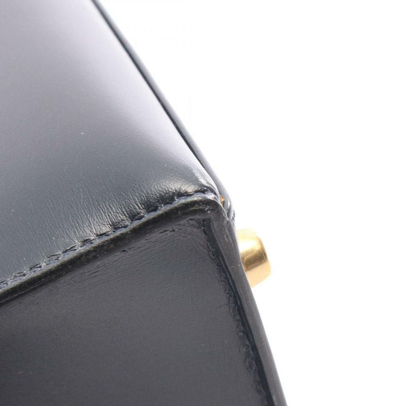 愛馬仕 Kelly 28 單肩手提包，Box 小牛皮，靛藍/海軍藍，二手，金色五金。-8