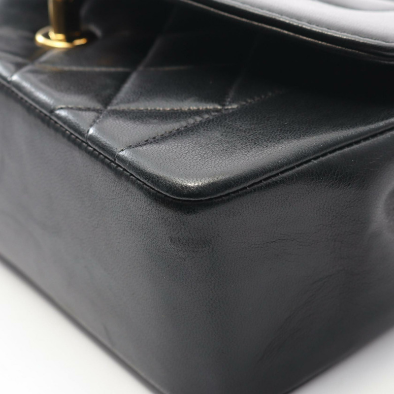 香奈兒 (CHANEL) 絎縫 Diana 翻蓋單肩包,羊皮材質,黑色,二手,金色五金,女士款-8