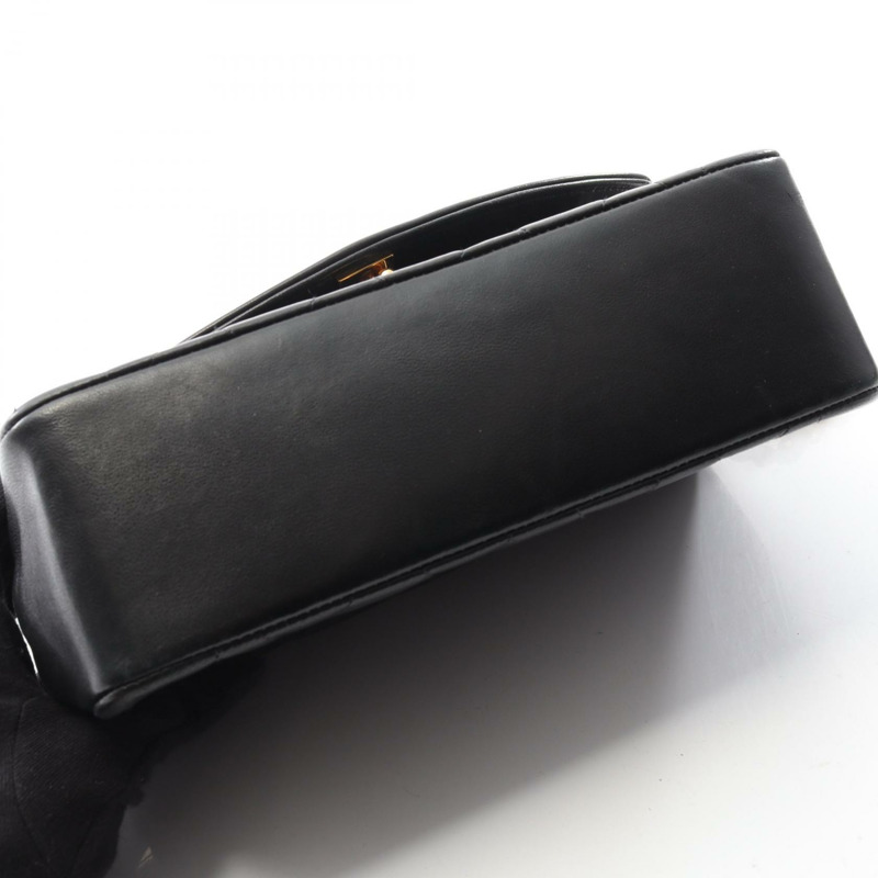 香奈兒 (CHANEL) 絎縫 Diana 翻蓋單肩包,羊皮材質,黑色,二手,金色五金,女士款-9