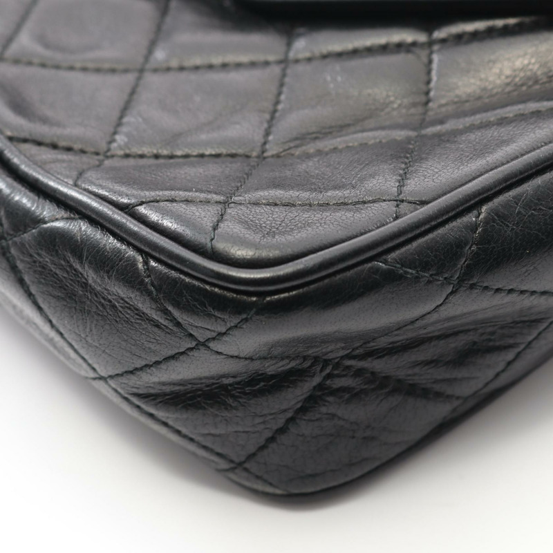 香奈兒 (CHANEL) Matelasse 鏈條肩背包,羊皮材質,黑色,二手,金色五金,斜背包-5