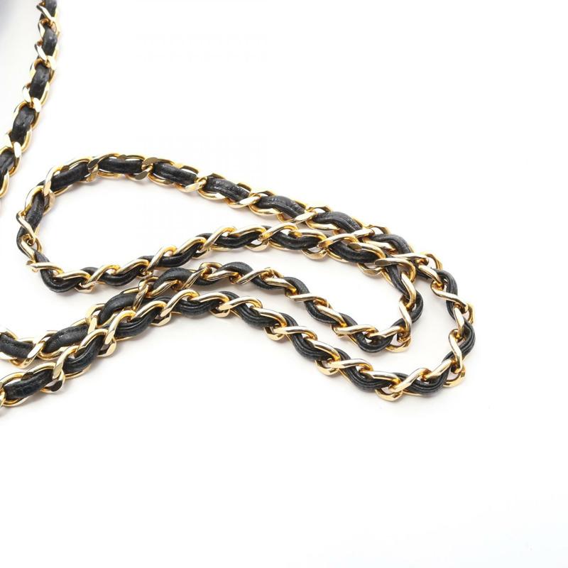 香奈兒 (CHANEL) Matelasse 鏈條肩背包,羊皮材質,黑色,二手,金色五金,斜背包-7