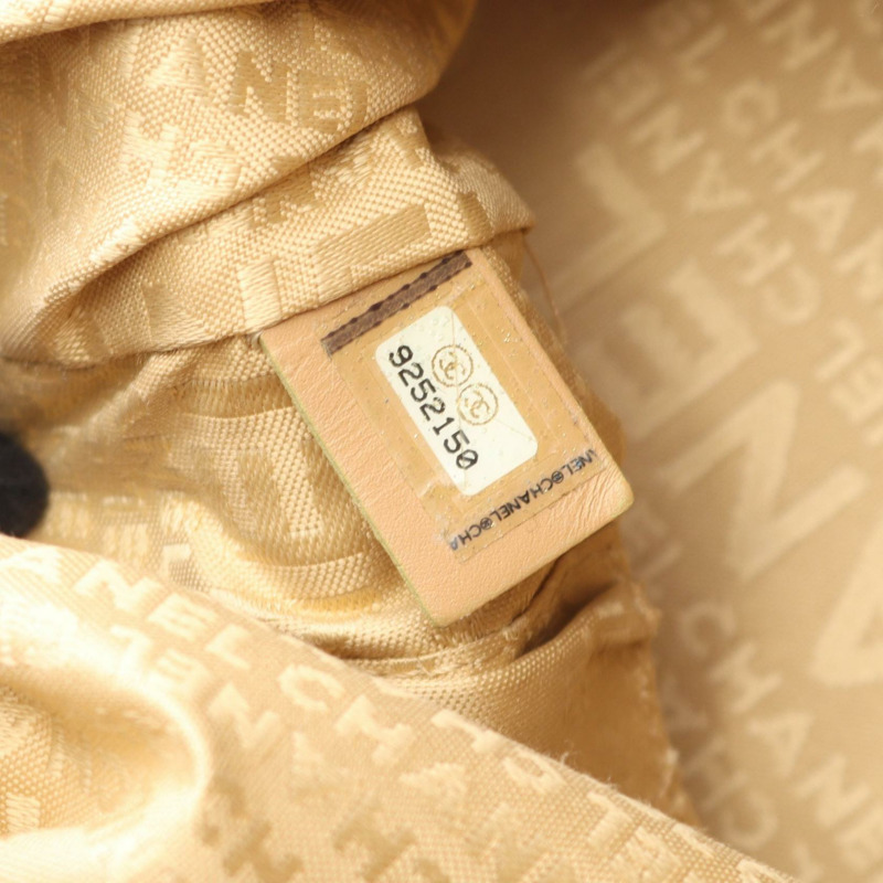 香奈兒巧克力色單肩手提包，粒面小牛皮，米色，二手，女士，帶五金配件-4