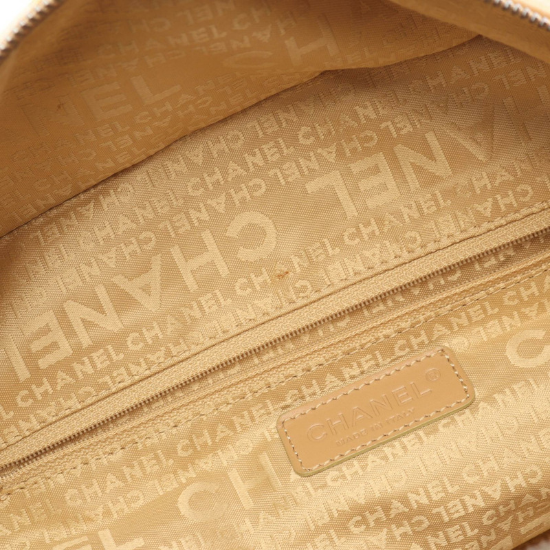 香奈兒巧克力色單肩手提包，粒面小牛皮，米色，二手，女士，帶五金配件-5