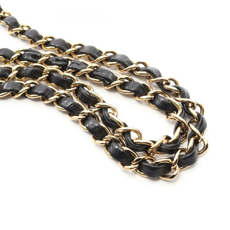 香奈兒 (CHANEL) Matelasse W 翻蓋鏈條單肩背包，羊皮材質，黑色，二手，金色五金，CC-8