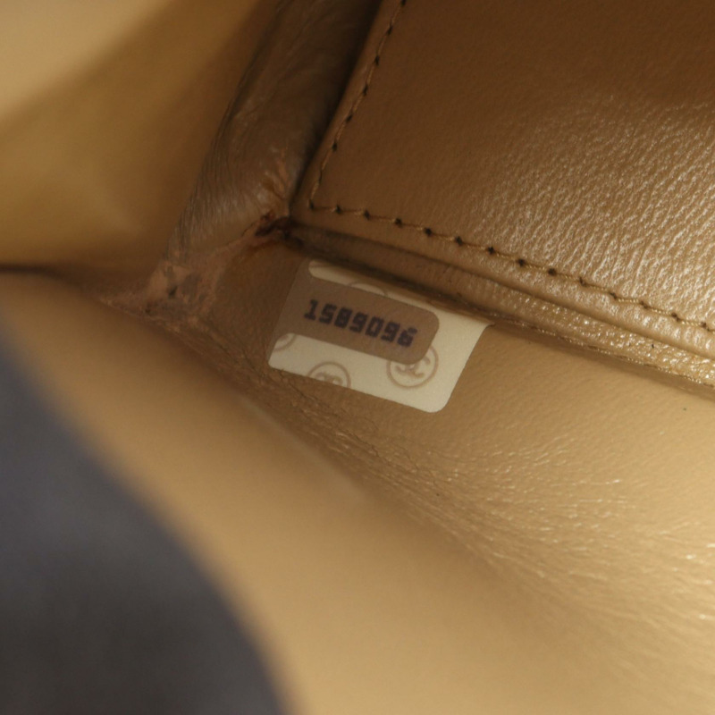 香奈兒 (CHANEL) 絎縫鏈條肩背包，羊皮材質，米色，二手，斜挎包，金色五金-4