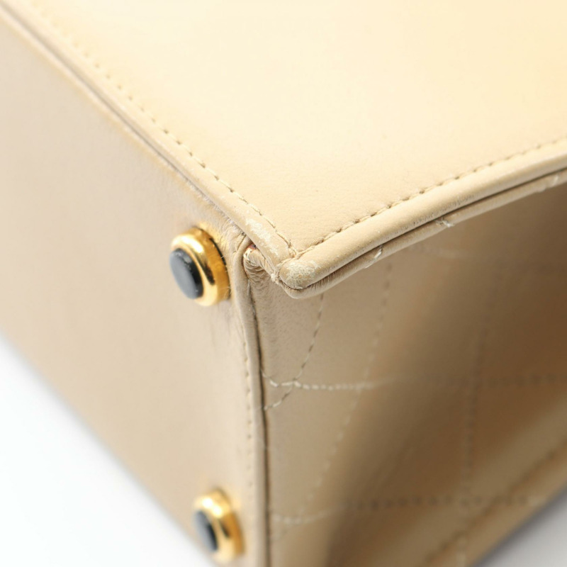 香奈兒 (CHANEL) 絎縫鏈條肩背包，羊皮材質，米色，二手，斜挎包，金色五金-5