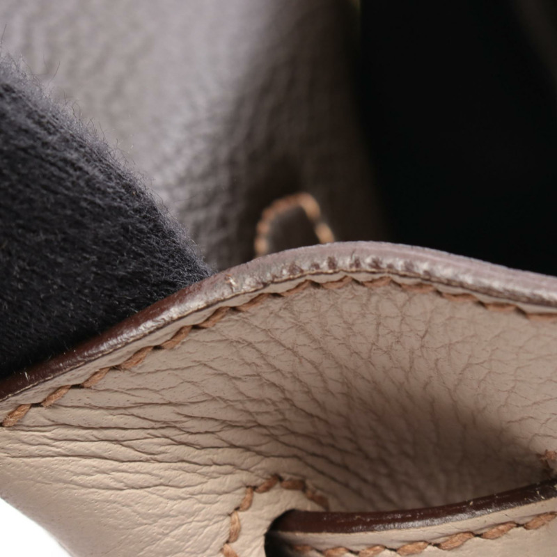 愛馬仕 Kelly 32 三色肩背包,Clemence 皮革,米棕色,二手,金色五金-7