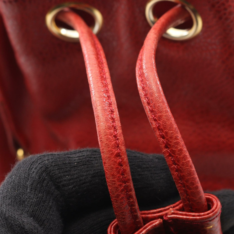 香奈兒 COCO 標誌鏈肩背包，粒面小牛皮，紅色，二手，女士，金色五金 CC-5