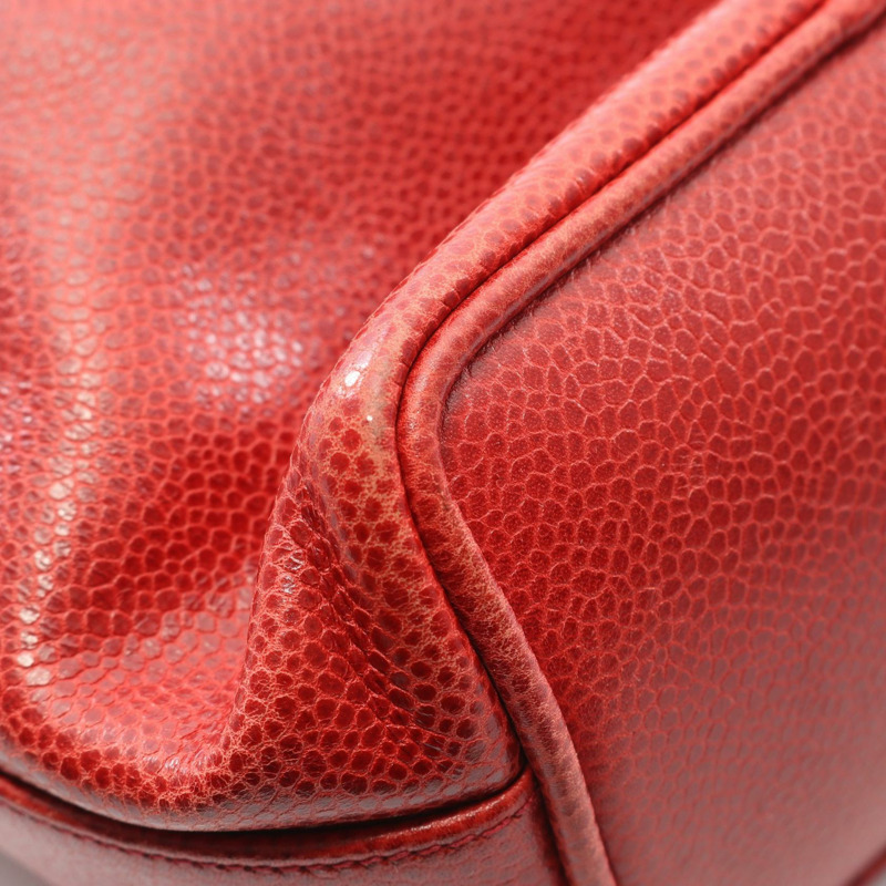 香奈兒 COCO 標誌鏈肩背包，粒面小牛皮，紅色，二手，女士，金色五金 CC-6