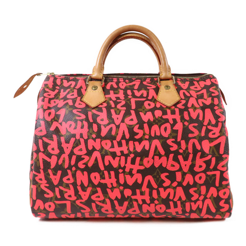 LOUIS VUITTON Monogram Graffiti Speedy 30金扣手挽袋-1