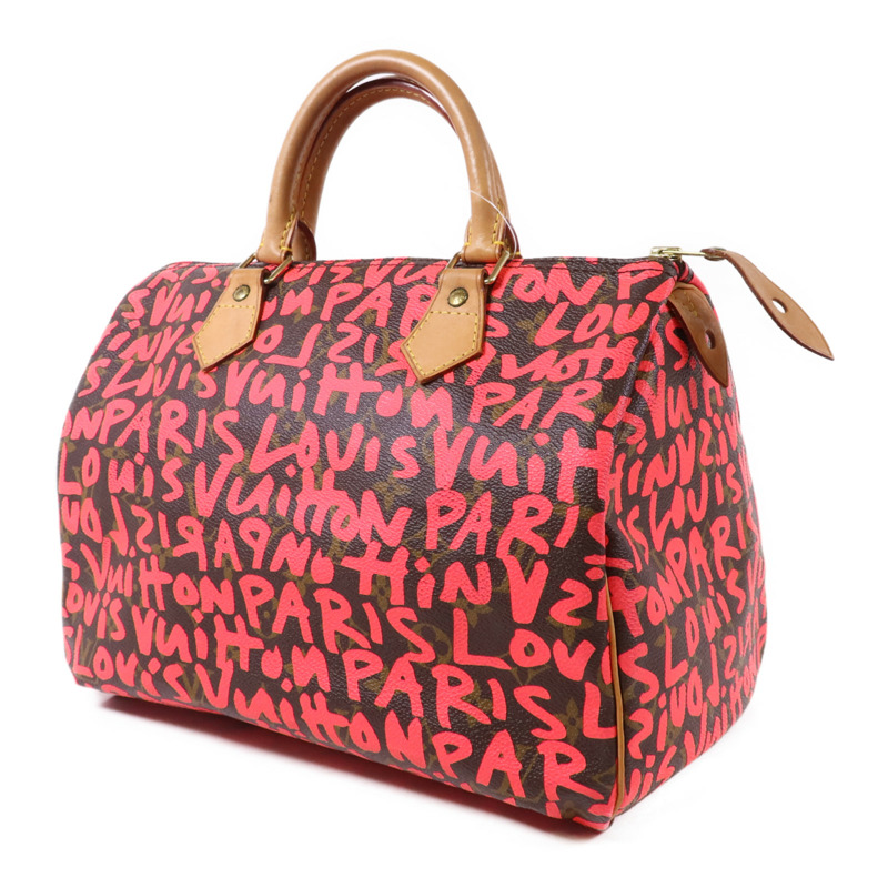 LOUIS VUITTON Monogram Graffiti Speedy 30金扣手挽袋-2