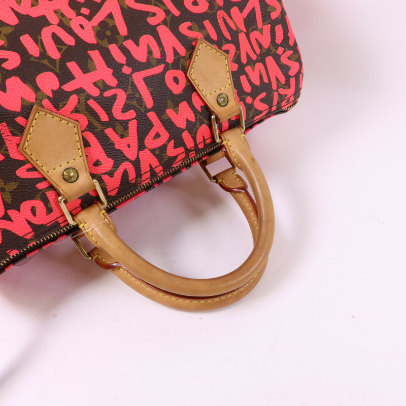 LOUIS VUITTON Monogram Graffiti Speedy 30金扣手挽袋-4