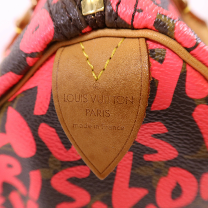 LOUIS VUITTON Monogram Graffiti Speedy 30金扣手挽袋-6