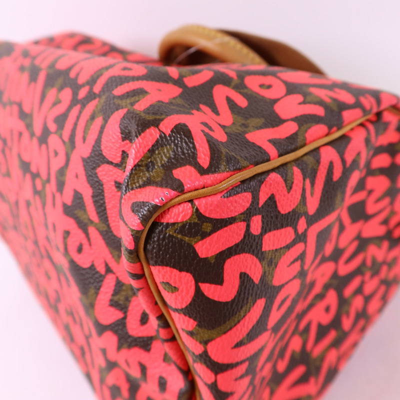 LOUIS VUITTON Monogram Graffiti Speedy 30金扣手挽袋-10