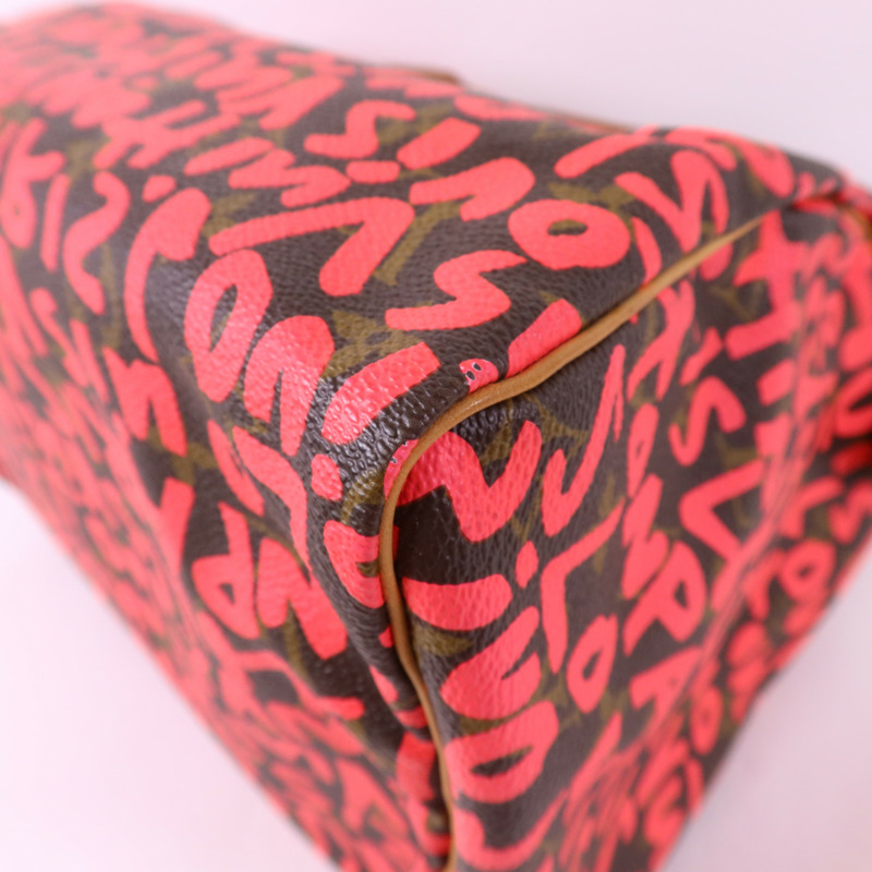 LOUIS VUITTON Monogram Graffiti Speedy 30金扣手挽袋-12