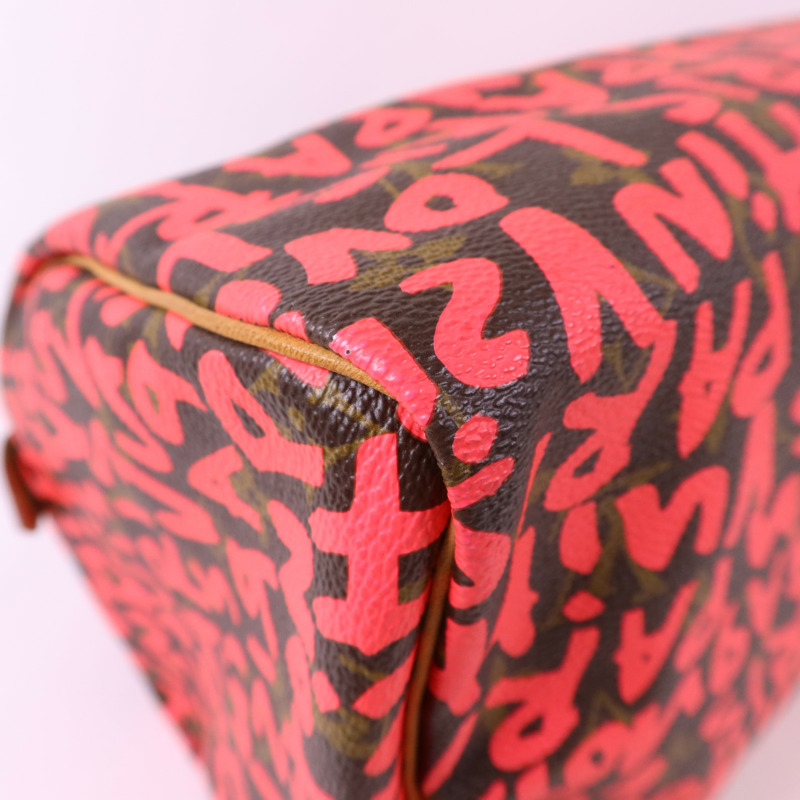 LOUIS VUITTON Monogram Graffiti Speedy 30金扣手挽袋-13