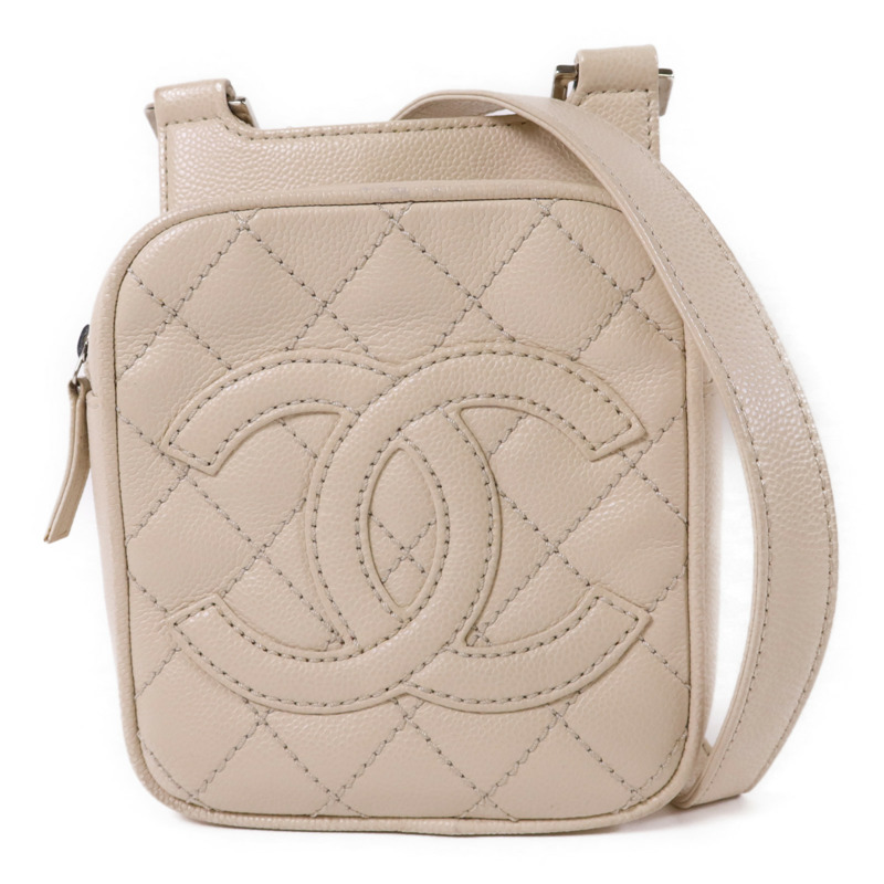 CHANEL 牛皮皮革Shoulder Bag銀扣肩背袋-0