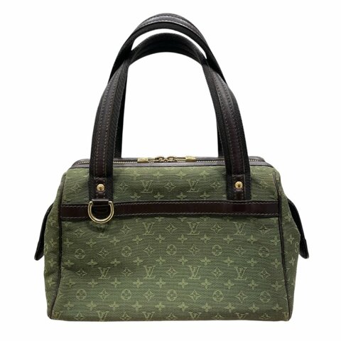 LOUIS VUITTON 路易威登 M92415 MINI JOSPHINE 波士頓包 帆布 墨綠色  金釦