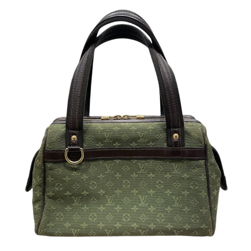 LOUIS VUITTON 路易威登 M92415 MINI JOSPHINE 波士頓包 帆布 墨綠色  金釦-0