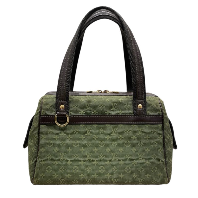 LOUIS VUITTON 路易威登 M92415 MINI JOSPHINE 波士頓包 帆布 墨綠色  金釦-1
