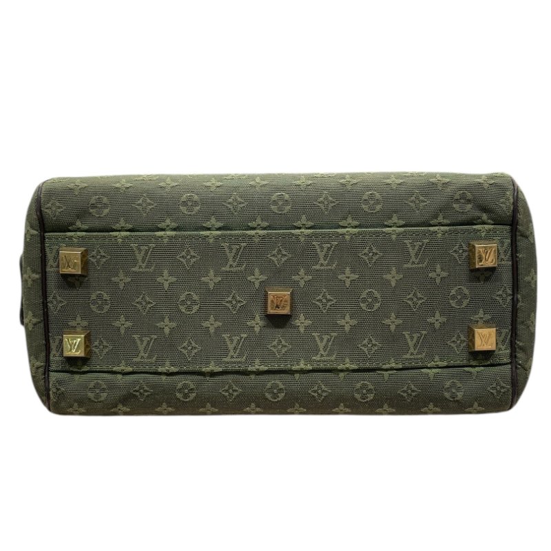 LOUIS VUITTON 路易威登 M92415 MINI JOSPHINE 波士頓包 帆布 墨綠色  金釦-4