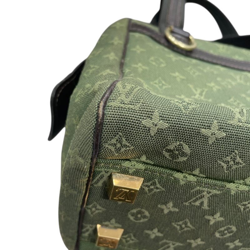 LOUIS VUITTON 路易威登 M92415 MINI JOSPHINE 波士頓包 帆布 墨綠色  金釦-7