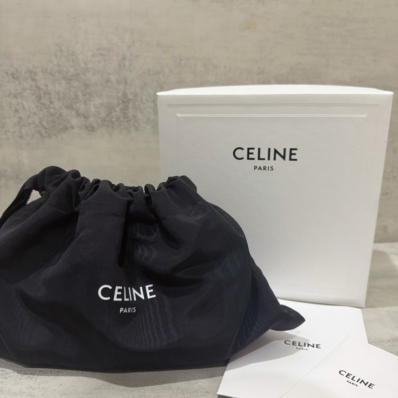 Celine 棕色 光滑牛皮革貝殼包 鏈條包 16cm-1