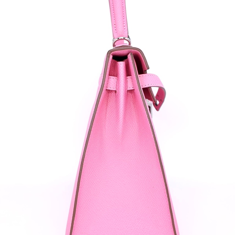 ［5024］Hermès 愛馬仕 Kelly 25 奶昔粉 手提包 EP皮 銀扣-3