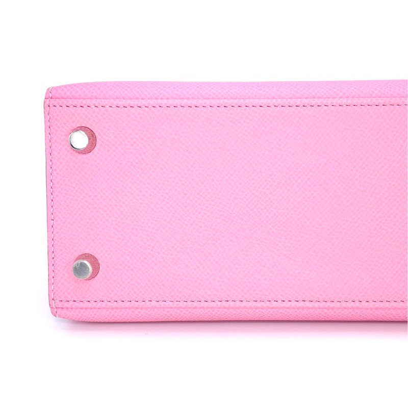 ［5024］Hermès 愛馬仕 Kelly 25 奶昔粉 手提包 EP皮 銀扣-4