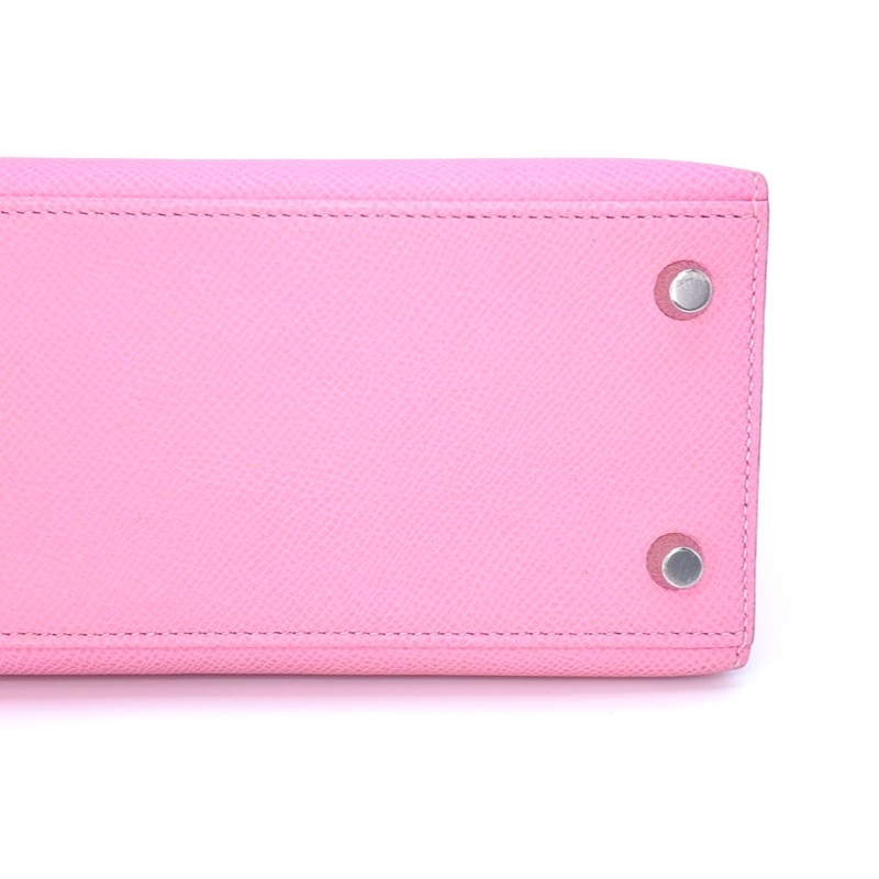 ［5024］Hermès 愛馬仕 Kelly 25 奶昔粉 手提包 EP皮 銀扣-5