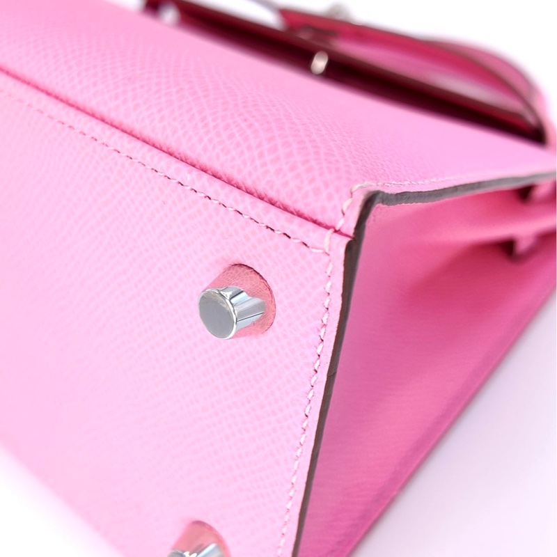 ［5024］Hermès 愛馬仕 Kelly 25 奶昔粉 手提包 EP皮 銀扣-9