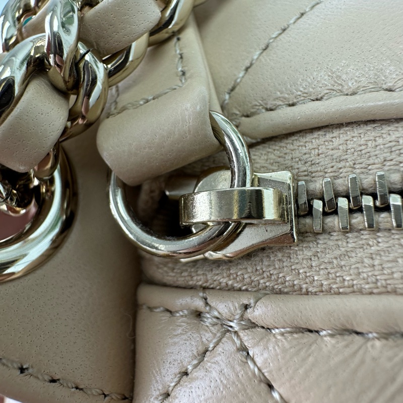 CHANEL 24k 奶茶米色羊皮保齡球相機包 晶片款 單肩斜肩包-8