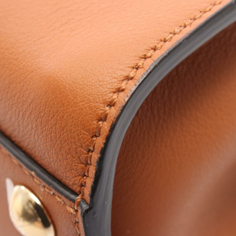 FENDI Mini Peek a boo 單肩斜背包 8BN244 皮革 棕色 二手 女士-4